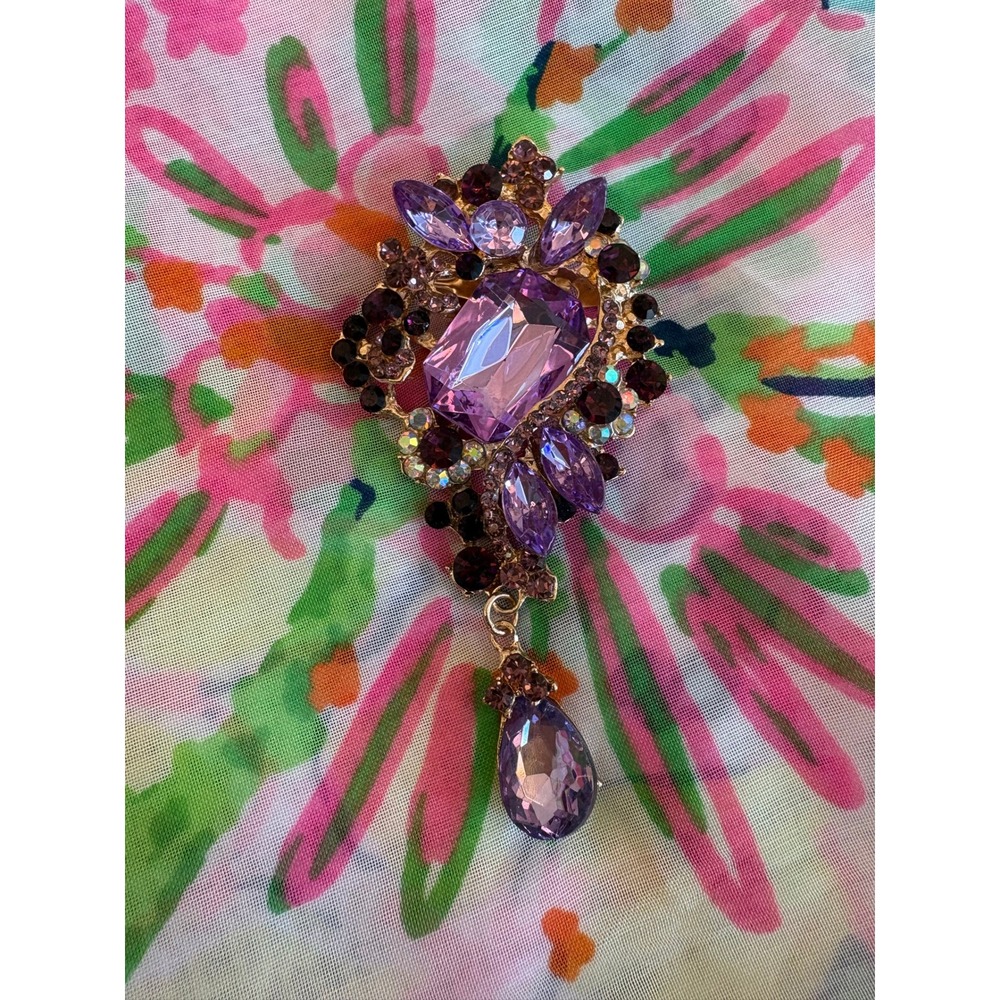 ARATTA Genevieve Purple Rhinestone Brass Metal Pin Brooch ED25K001S